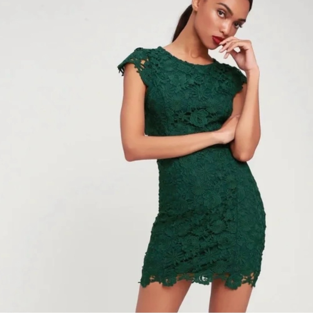 Lulus Dark Green Lace Dress